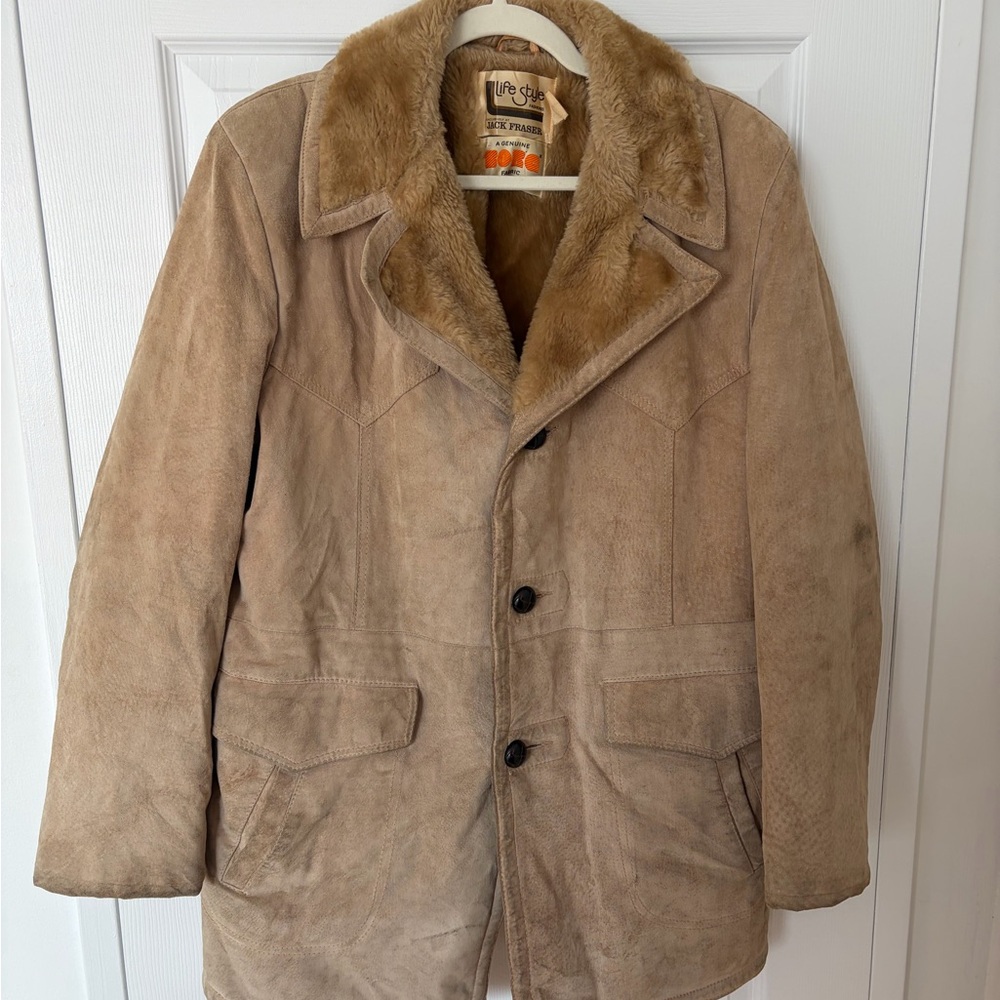 Vintage 1970s Life Stride Tan Jacket with Faux Fur